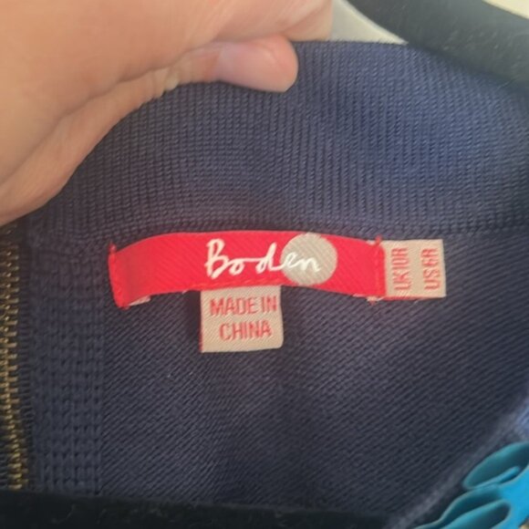 Boden Blue Wool Blend Dress with Jeweled Neck Detail size 6 - Picture 3 of 6